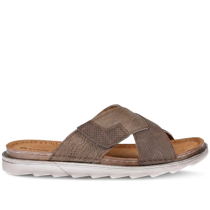 Inblu Cross Strap Slip On Mule Sandals - INB45011 / 330 793 - Brown