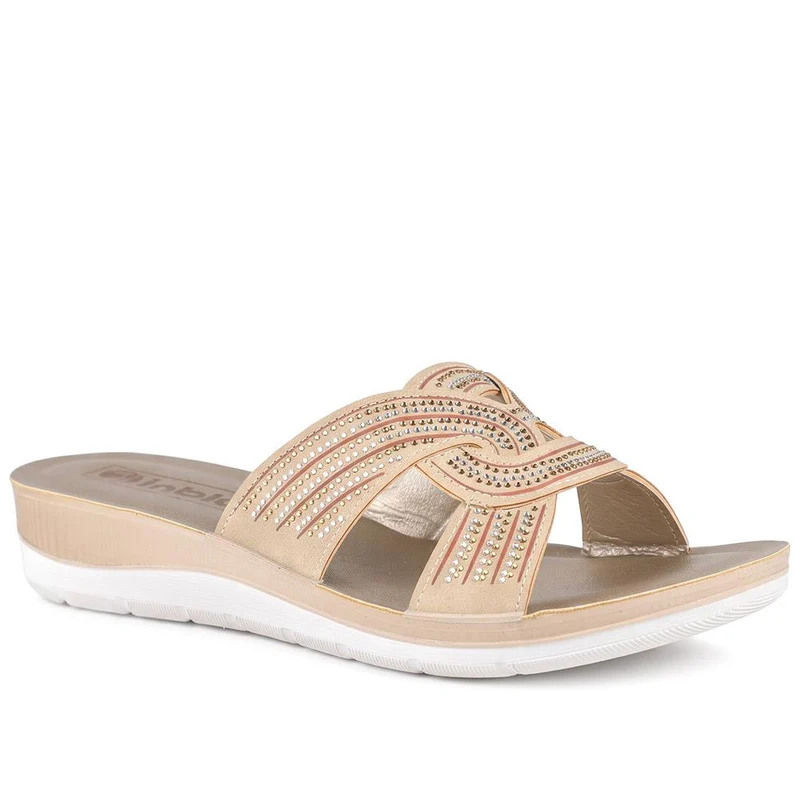 Inblu Embellished Strappy Mule Sandals - INB43066 / 330 716 - Beige