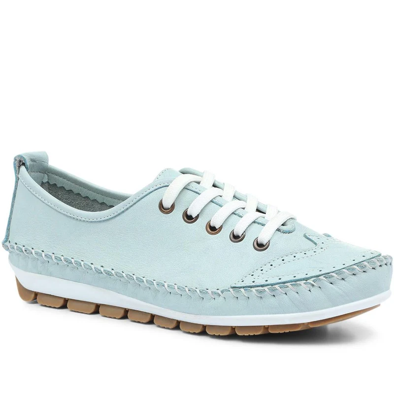 Leather Lace-Up Trainers - SIMIN31003 / 317 969 - Baby Blue