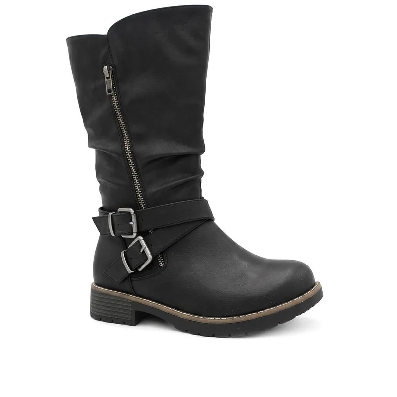 EasyFit Extra Wide Slouched Calf Length Boots - CHARLINE / 329 765 - Black