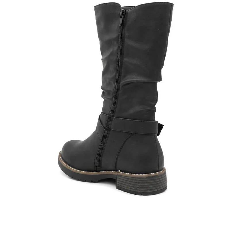 EasyFit Extra Wide Slouched Calf Length Boots - CHARLINE / 329 765 - Black