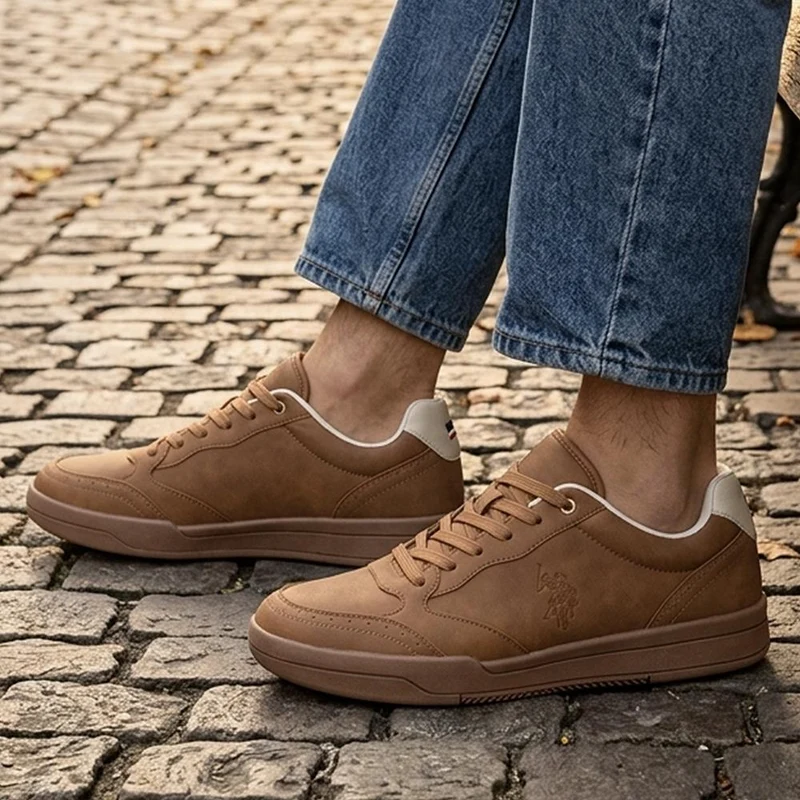 US POLO ASSN Faux Suede Lace Up Trainers - USPOL43004 / 330 391 - Tan
