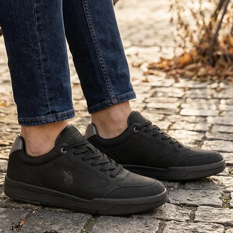 US POLO ASSN Faux Suede Lace Up Trainers - USPOL43004 / 330 391 - Black