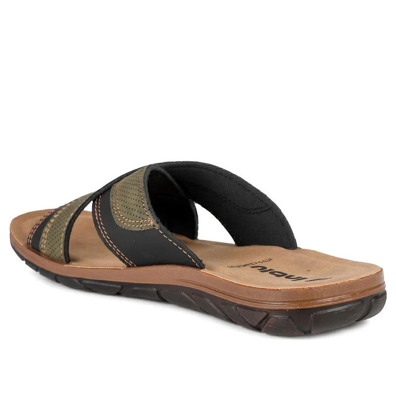 Inblu Two Tone Cross Band Mule Sandals - INB43044 / 330 338 - Olive