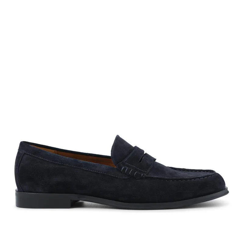 Quadir Slip On Leather Penny Loafers - QUADIR / 328 620 - Navy Suede