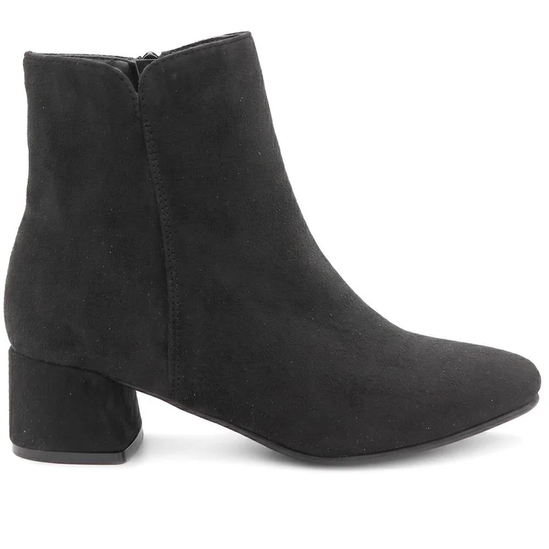 Wide Fit Smart Block Heel Ankle Boots - WBINS44007 / 329 746 - Black