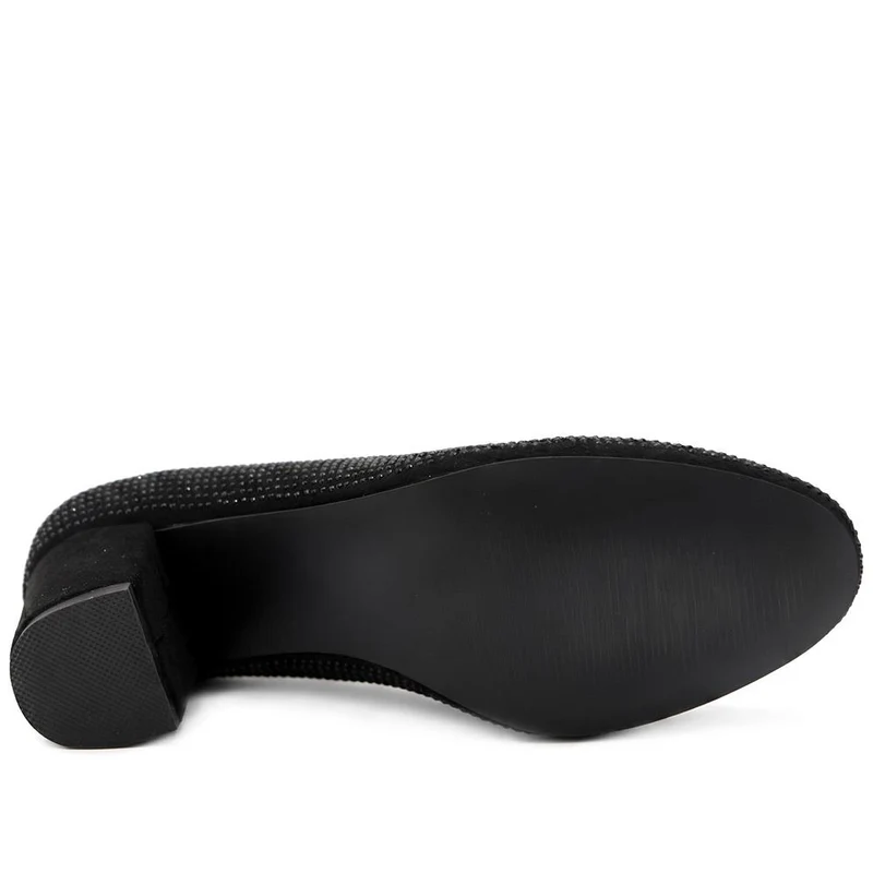Bellissimo Smart Block Heel Court Shoes - BELWBINS44086 / 329 766 - Black Sparkle