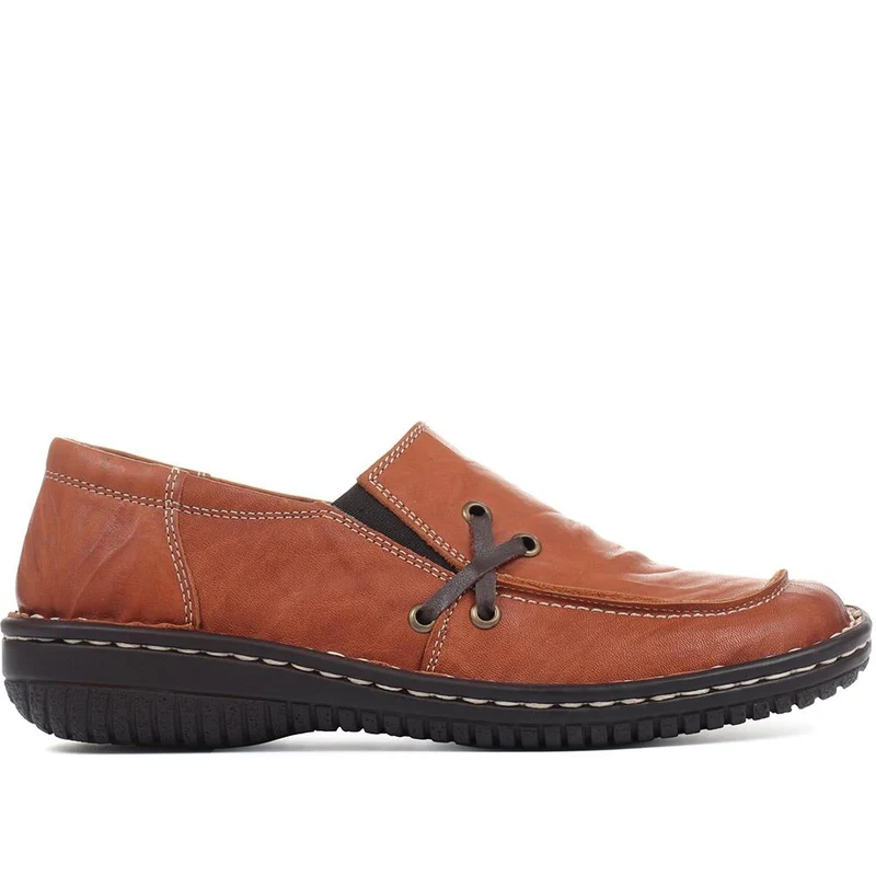 Leather Slip On Shoes - HAK32019 / 319 116 - Tan