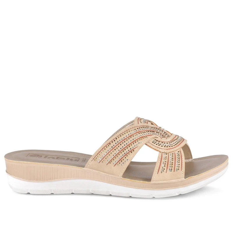 Inblu Embellished Strappy Mule Sandals - INB43066 / 330 716 - Beige