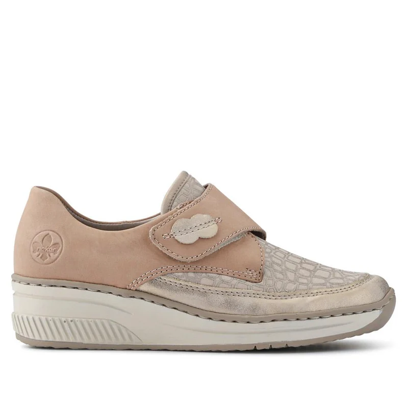 Stretchy Leather Touch-Fasten Trainers - RKR41504 / 326 820 - Beige