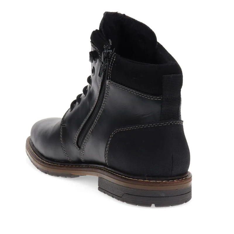 Leather Casual Lace-Up Boots - RKR40514 / 325 911 - Black