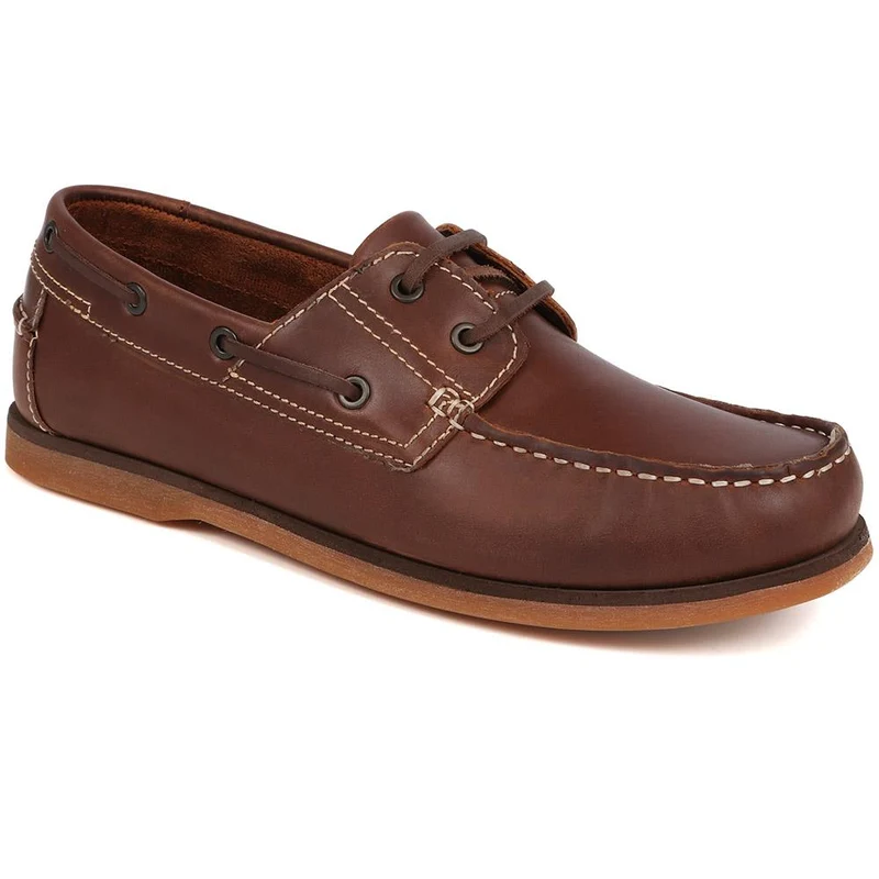 Wide Fit Leather Boat Shoes - SHAFI35003 / 321 523