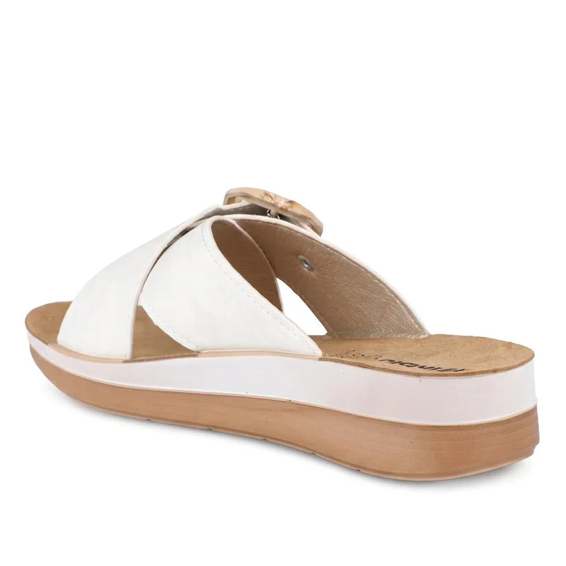 Inblu Wedge Heel Strappy Mule Sandals - INB43064 / 330 714 - White