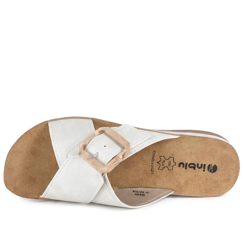 Inblu Wedge Heel Strappy Mule Sandals - INB43064 / 330 714 - White