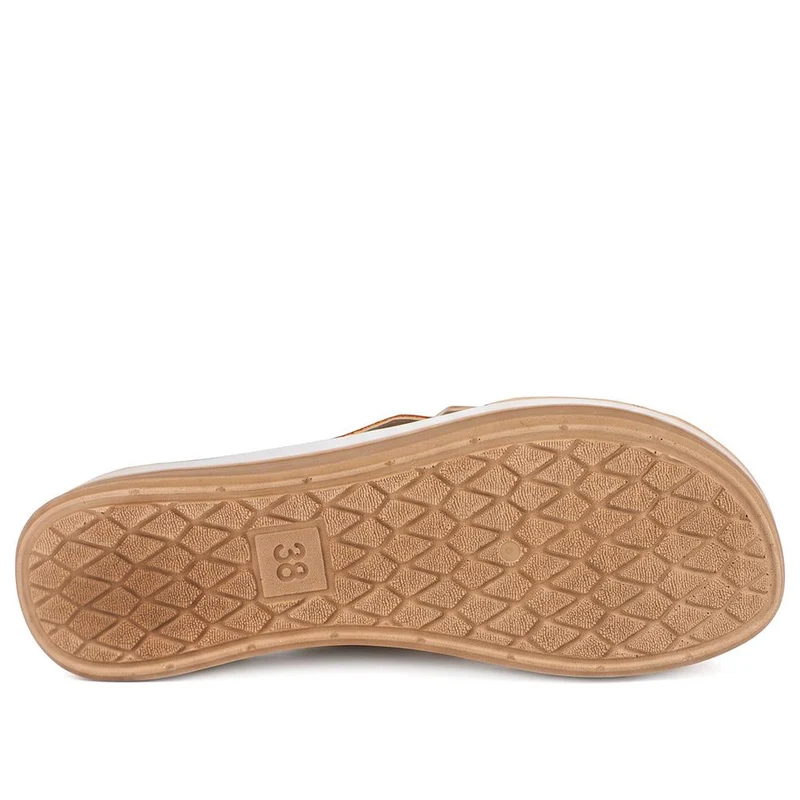 Inblu Wedge Heel Strappy Mule Sandals - INB43064 / 330 714 - Beige