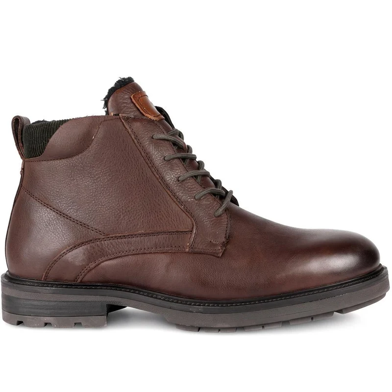Wide Fit Smart Leather Lace Up Boots - RNB44000 / 330 105 - Dark Brown
