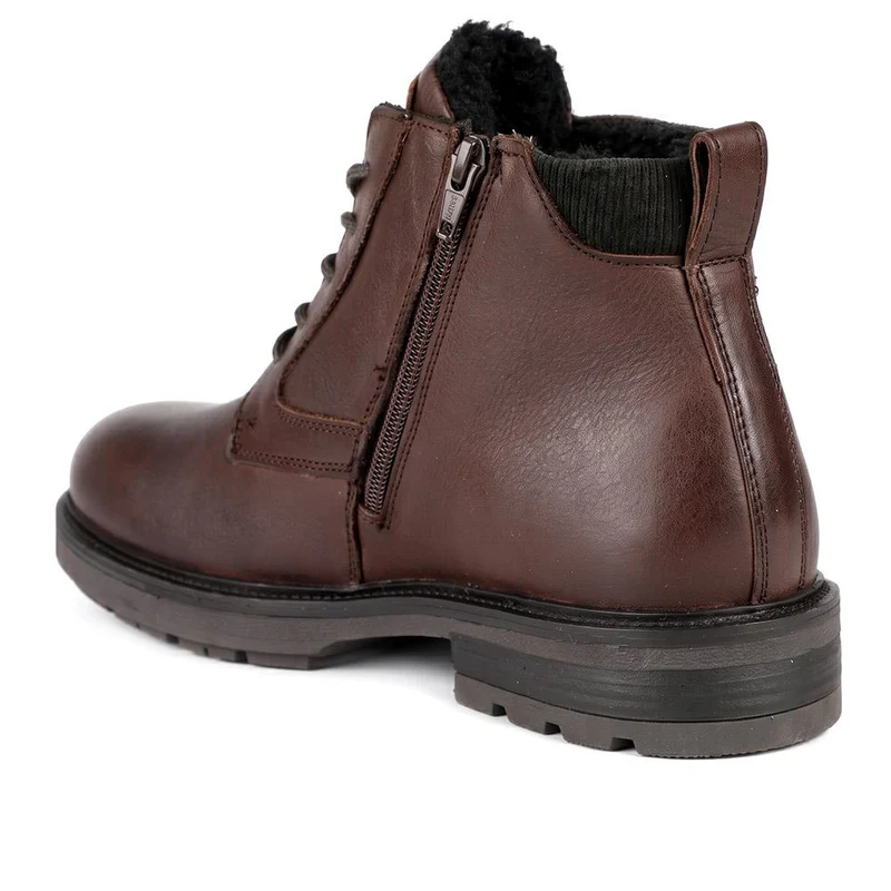 Wide Fit Smart Leather Lace Up Boots - RNB44000 / 330 105 - Dark Brown