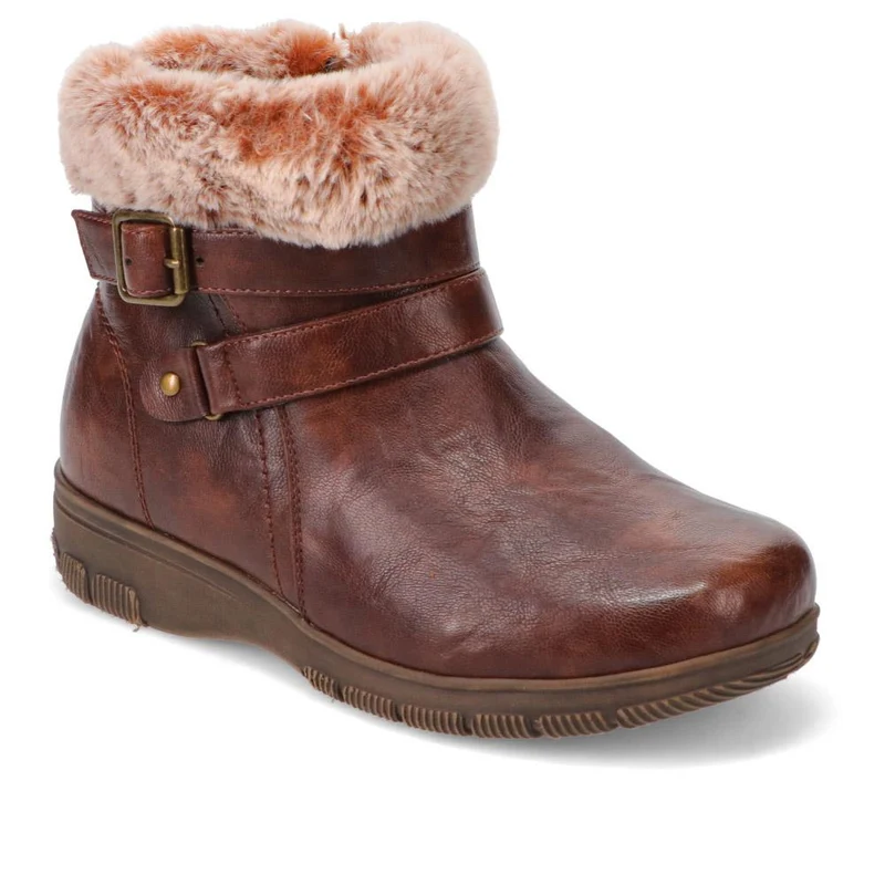 Extra-Wide Faux-Fur Cuff Ankle Boots - BELL / 326 119