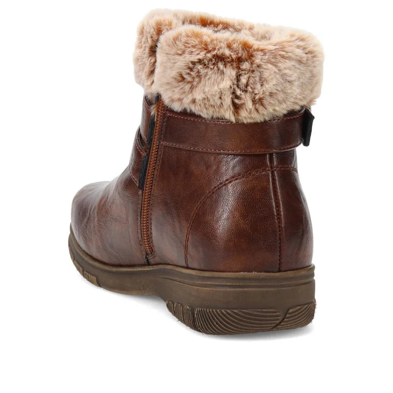 Extra-Wide Faux-Fur Cuff Ankle Boots - BELL / 326 119 - Brown