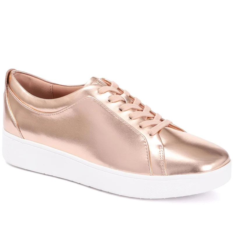 Metallic Lace-Up Sneakers - FITF29549 / 315 298 - Rose Gold