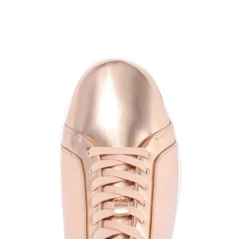 Metallic Lace-Up Sneakers - FITF29549 / 315 298 - Rose Gold