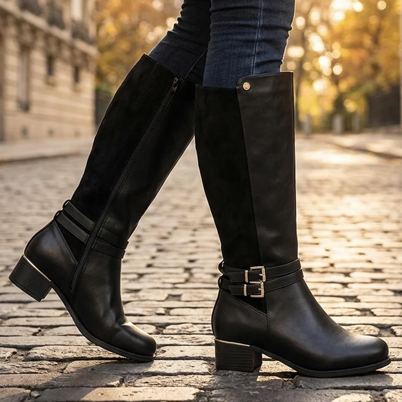 EasyFit Extra Wide Smart Buckled Long Boots - ALERIA / 330 167 - Black