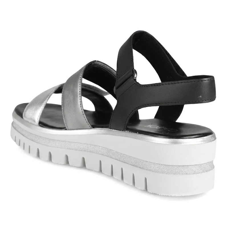 Gabor Triple Adjustable Strap Wedge Sandals - GABC43509 / 330 407 - Black-Silver