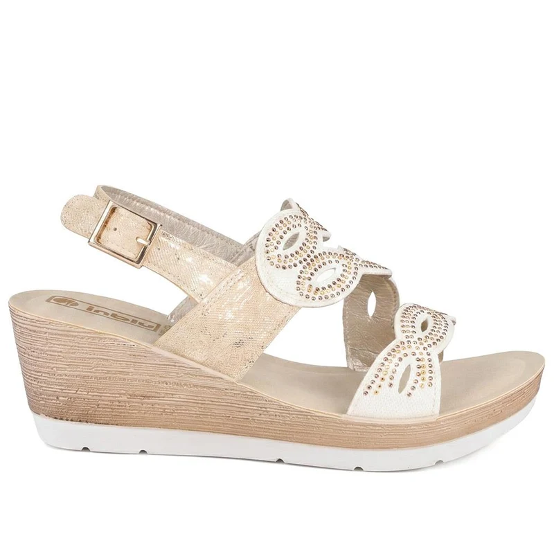 Inblu Wedge Sandals With Rhinestones - INB43051 / 330 370 - Gold