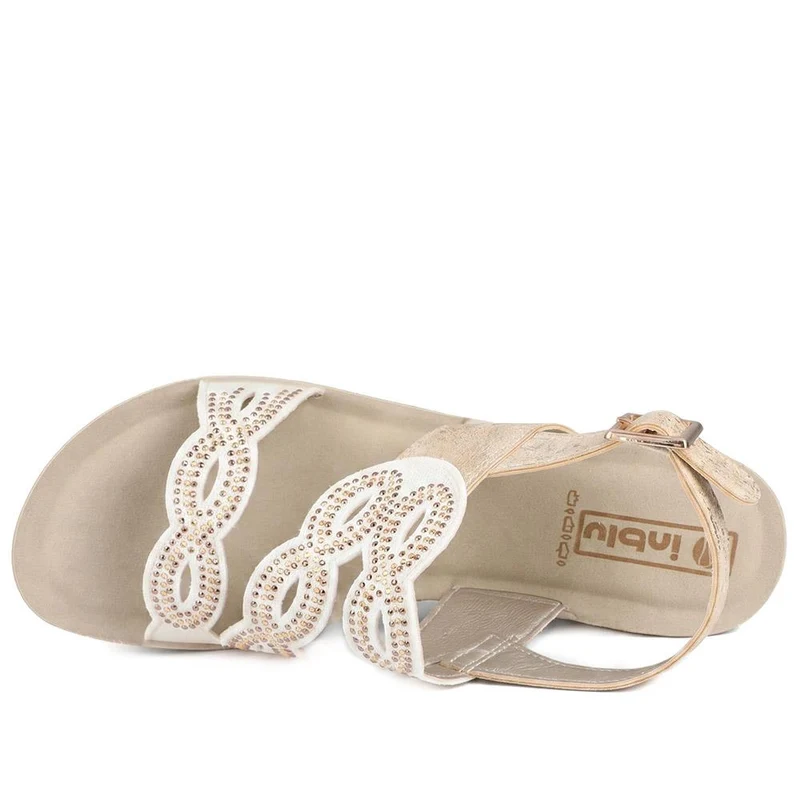 Inblu Wedge Sandals With Rhinestones - INB43051 / 330 370 - Gold
