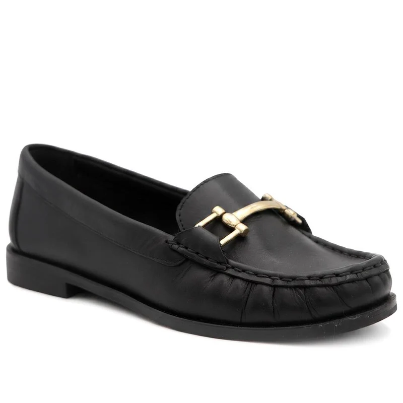 Leather Snaffle Detail Smart Moccasins - MINTL44001 / 329 720 - Black Leather