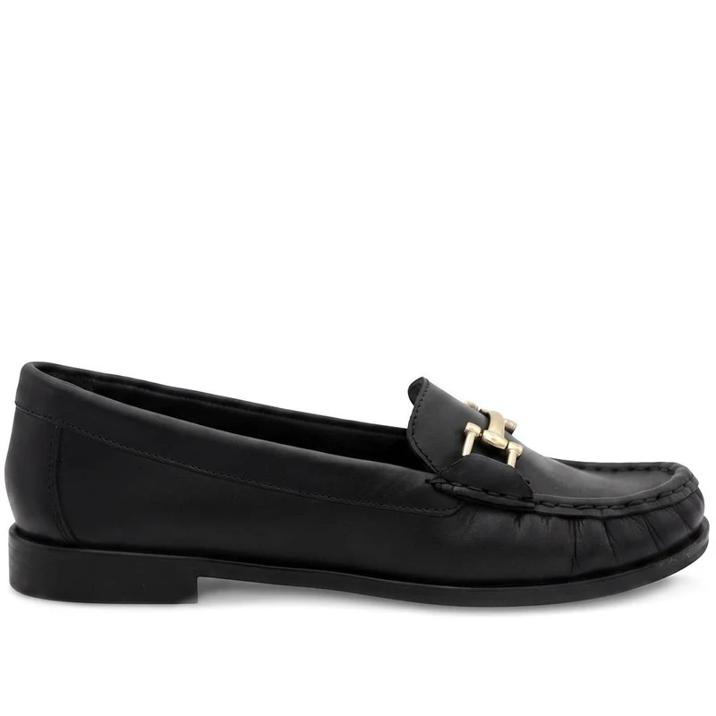 Leather Snaffle Detail Smart Moccasins - MINTL44001 / 329 720 - Black Leather