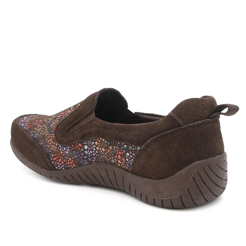Wide Fit Leather Slip On Comfort Trainers - BRK43025 / 328 915 - Chocolate