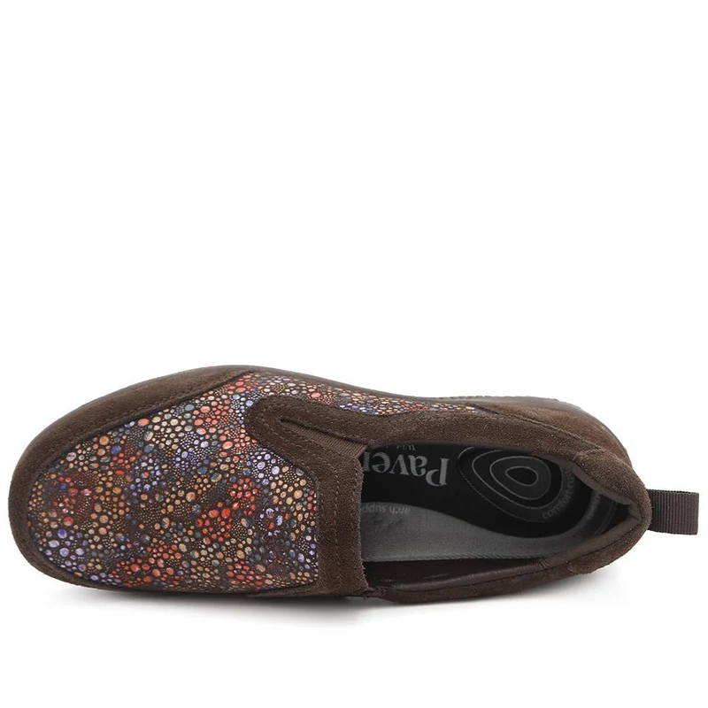 Wide Fit Leather Slip On Comfort Trainers - BRK43025 / 328 915 - Chocolate