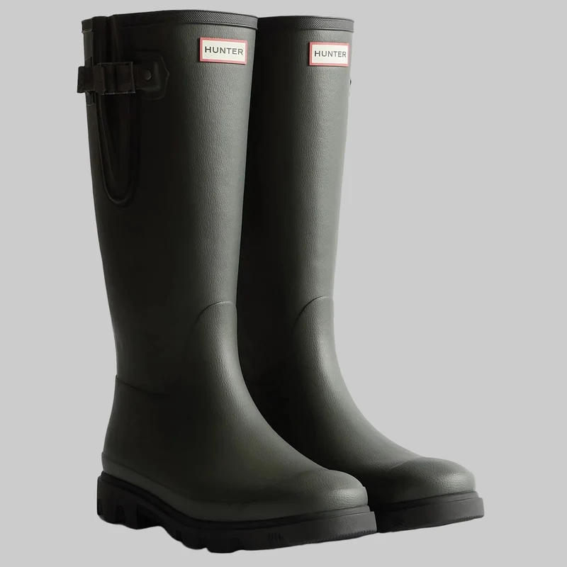 Hunter Damen-Stiefel „Field Downpour“ mit verstellbarem Verschluss | Dunkeloliv