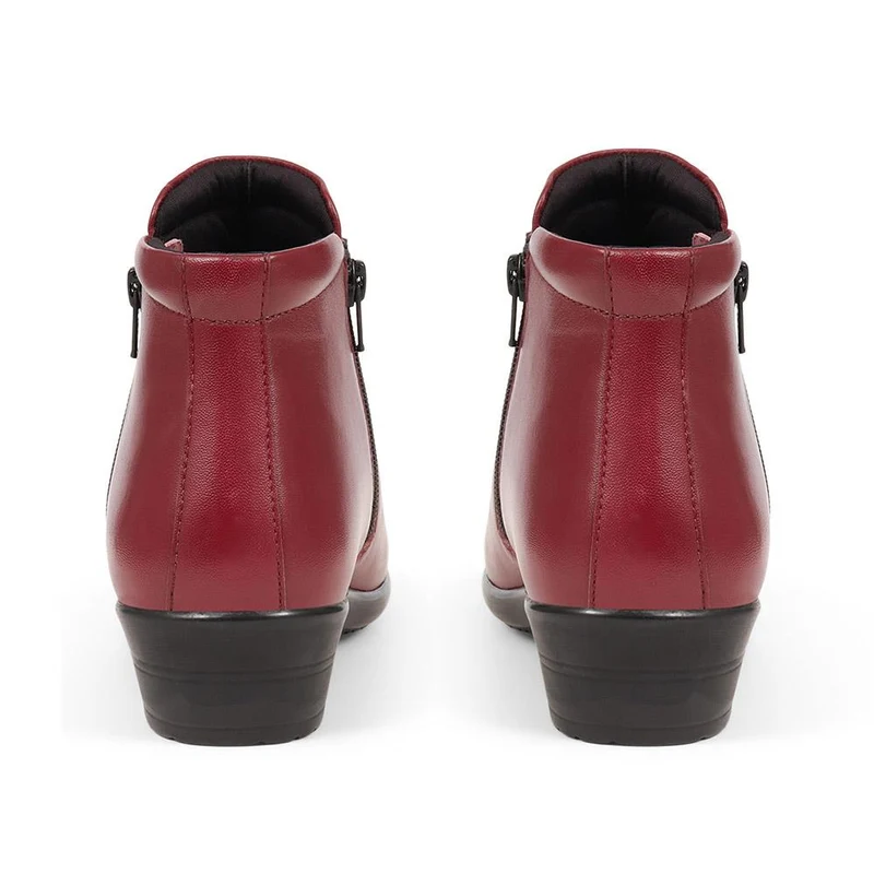 Lightweight Leather Ankle Boots - KF38012 / 324 468 - Burgundy