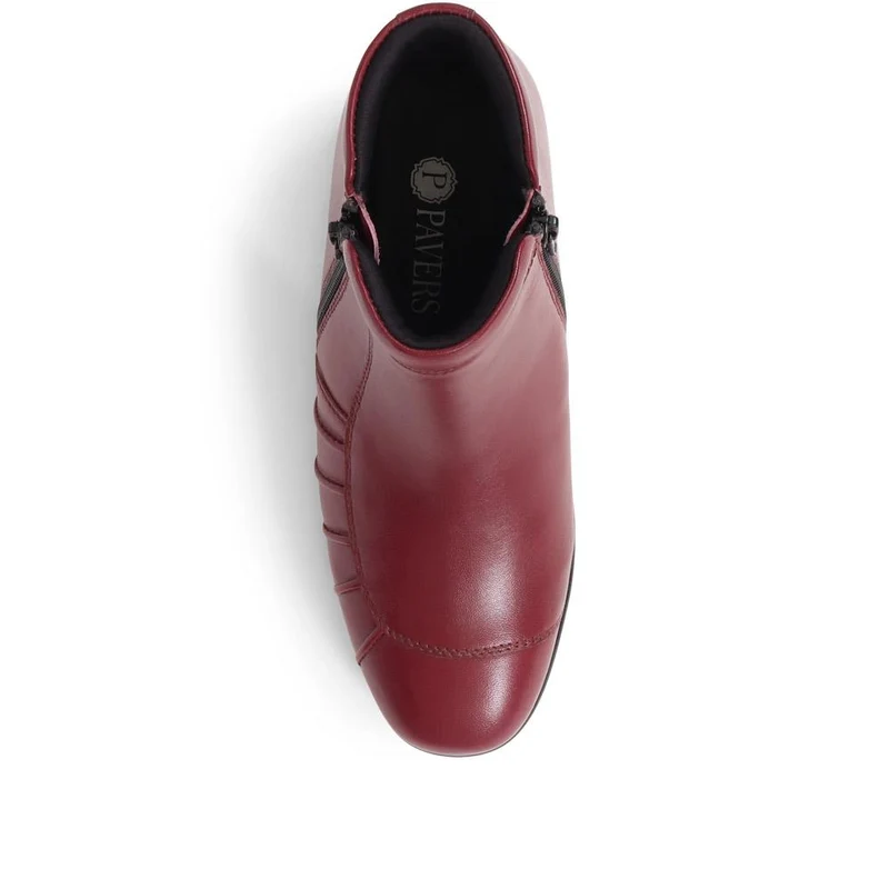 Lightweight Leather Ankle Boots - KF38012 / 324 468 - Burgundy
