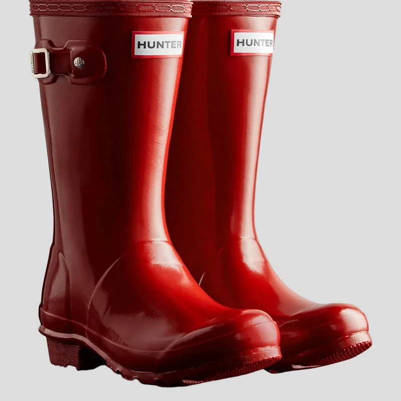 Hunter Kids Junior Originals Gloss Boot | Militärrot