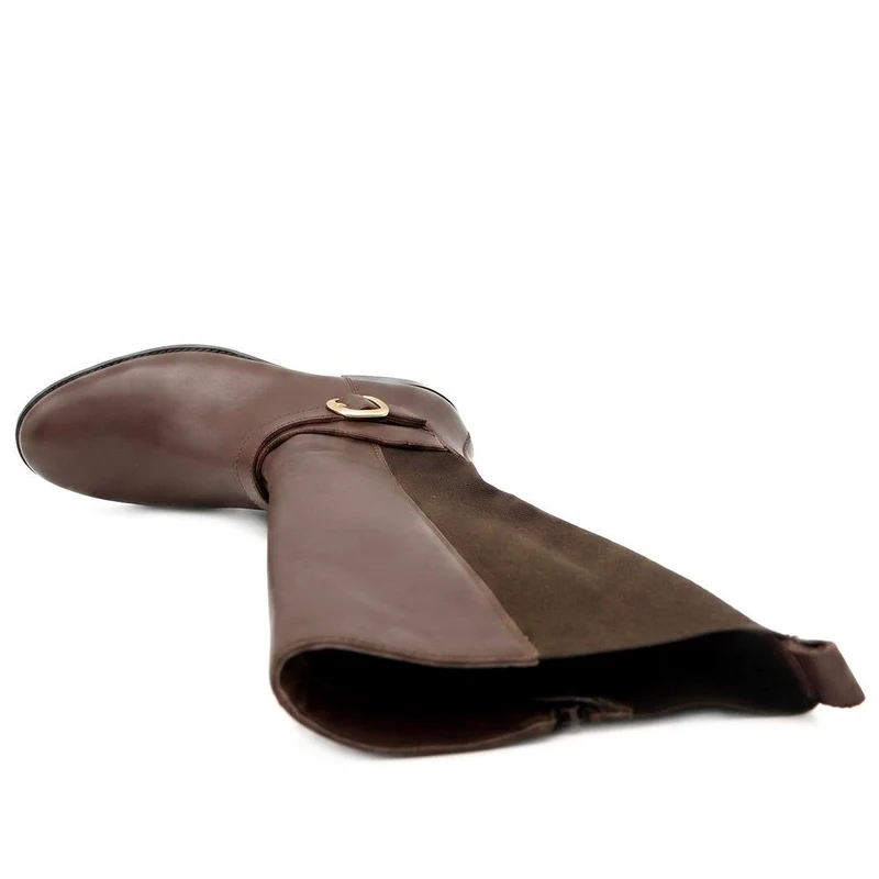 Leather Buckle Detailed Long Boots - MINTL44003 / 329 970 - Chocolate