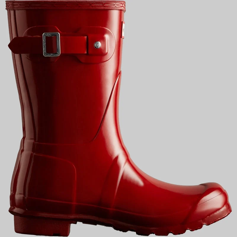 Hunter Original Damen-Kurzstiefel aus Wellington | Glänzendes Militärrot