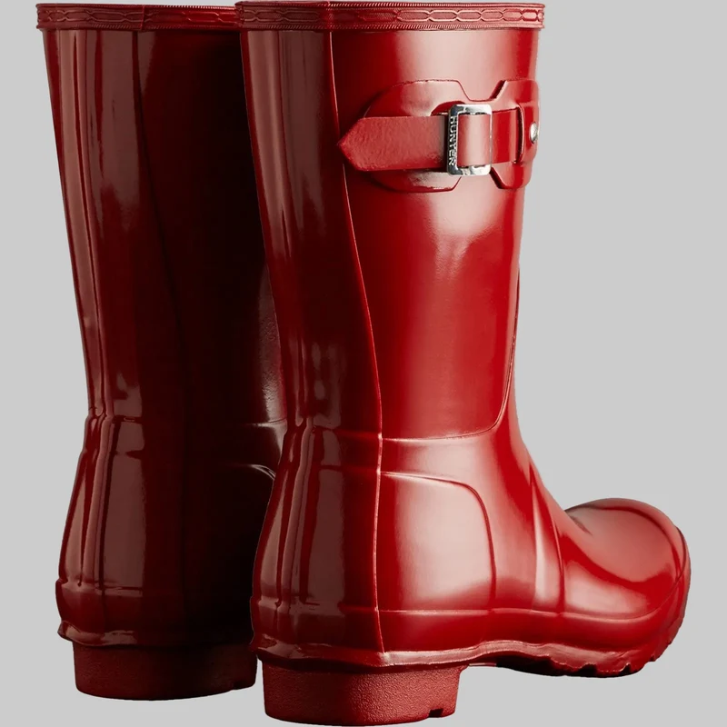 Hunter Original Damen-Kurzstiefel aus Wellington | Glänzendes Militärrot