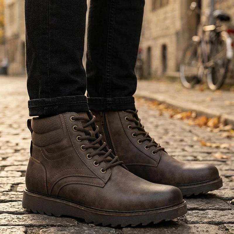 Wide Fit Rugged Lace Up Boots - XINGH44005 / 329 925 - Khaki