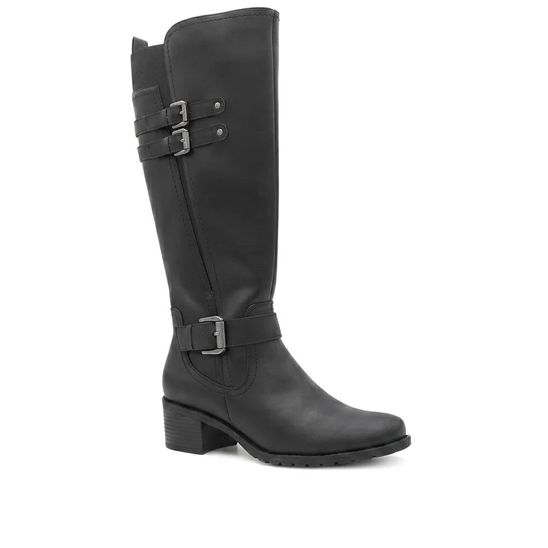 Buckle Detail Zip Fasten Long Boots - WOIL44057 / 329 986 - Black