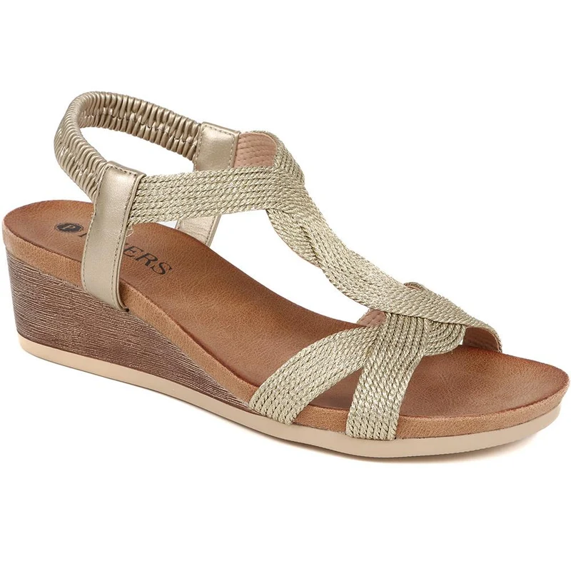 Elasticated Slip-On Sandals - BAIZH39073 / 325 103 - Gold