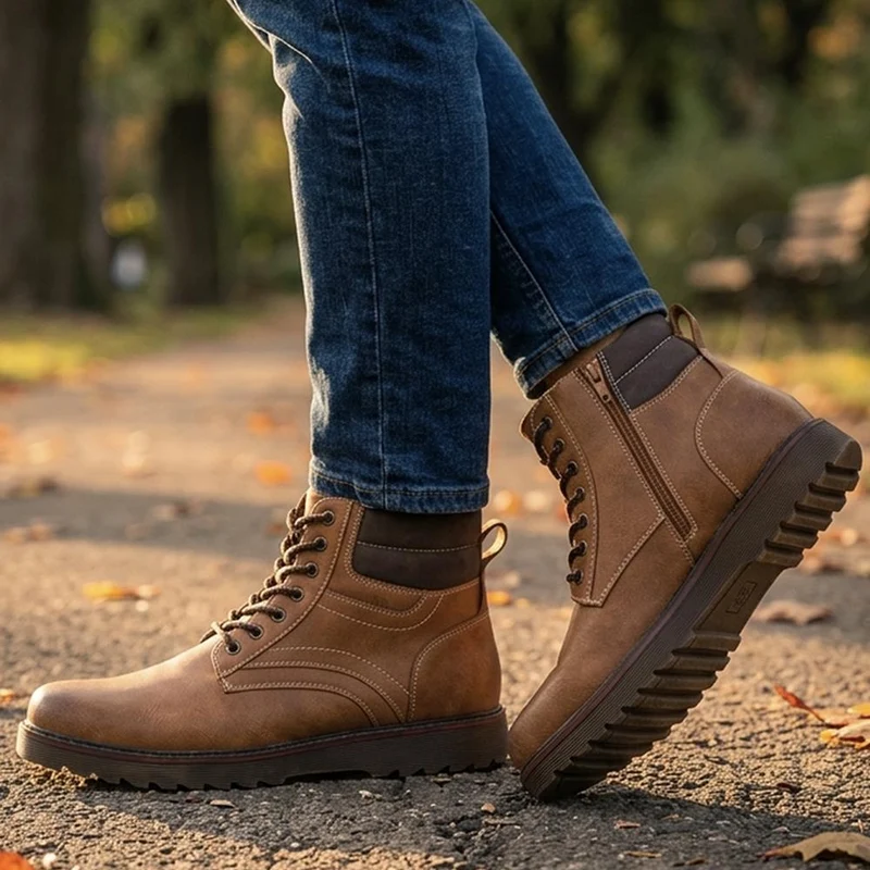 Wide Fit Rugged Lace Up Boots - XINGH44005 / 329 925 - Tan