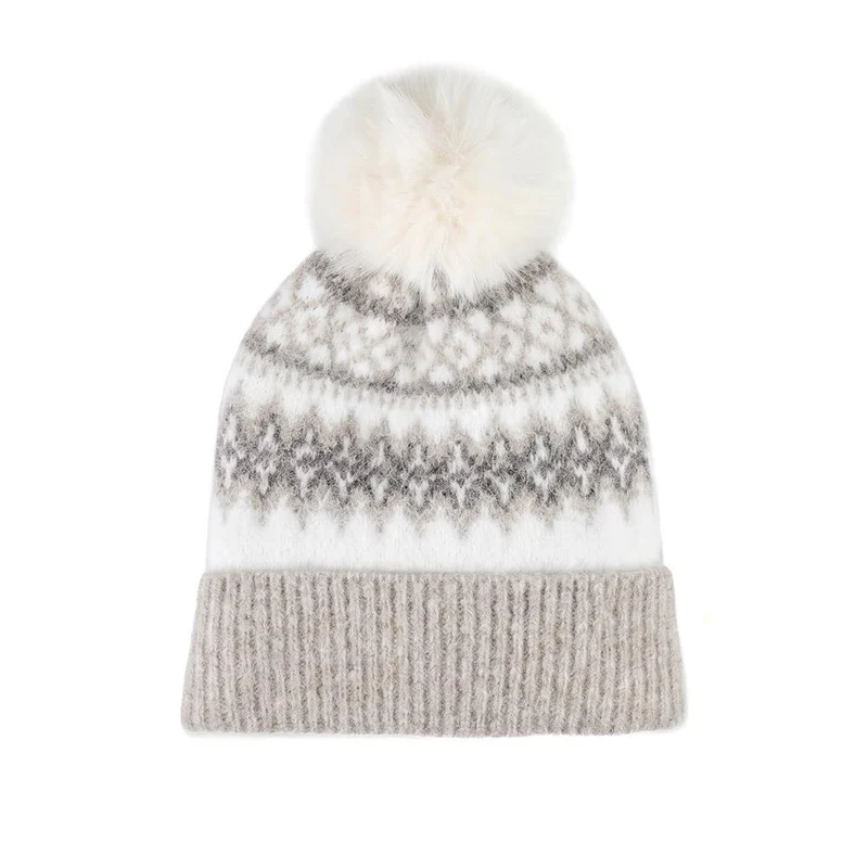 Stylish Warm PomPom Hat - SISK44008 / 329 905 - Beige Multi
