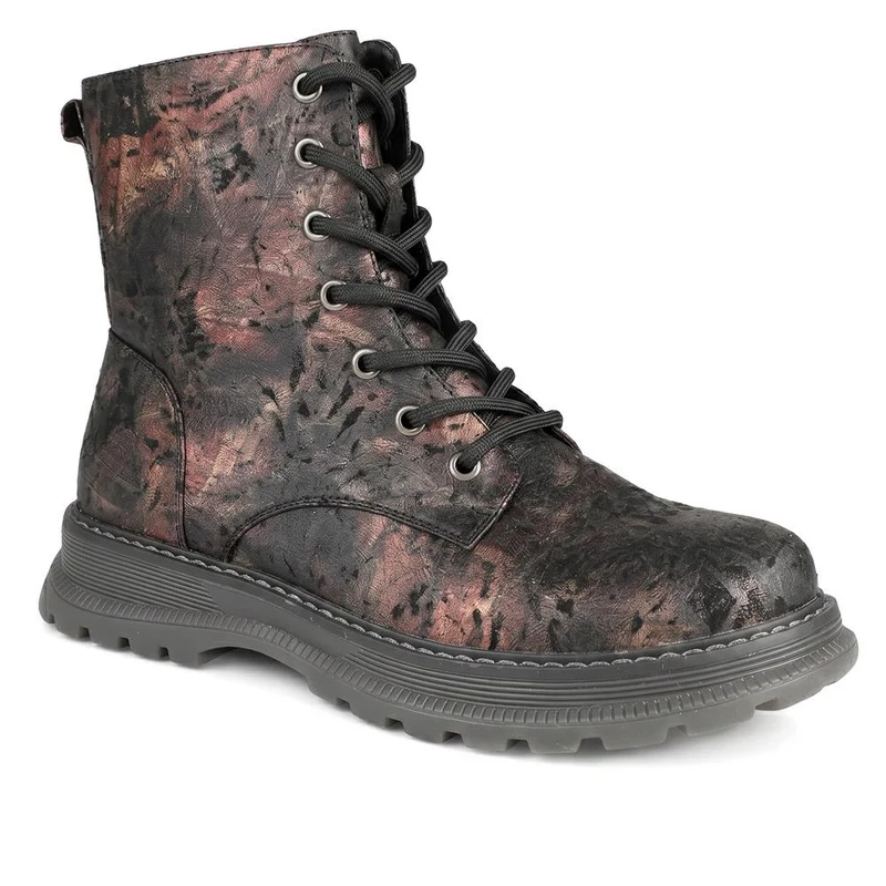 Fashionable Lace Up Ankle Boots - LECHE44007 / 329 751 - Brown Multi