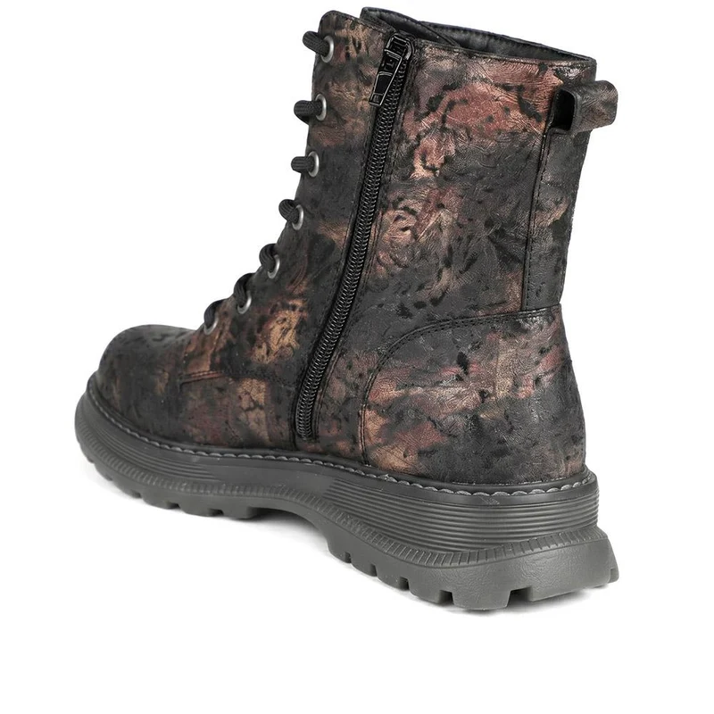 Fashionable Lace Up Ankle Boots - LECHE44007 / 329 751 - Brown Multi