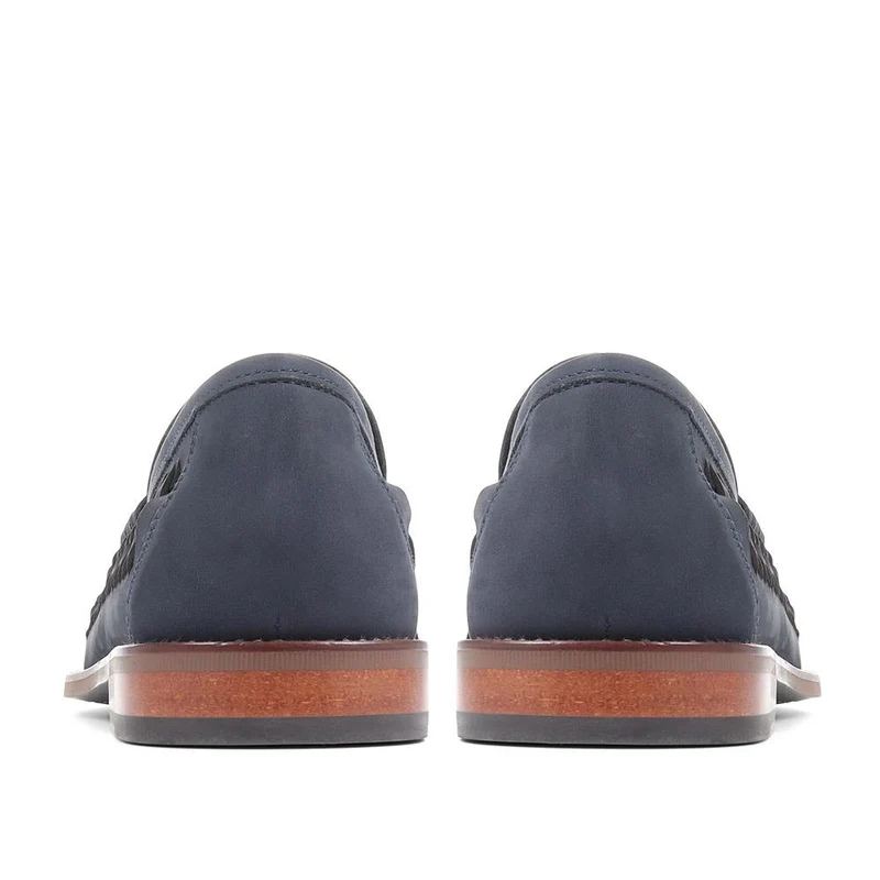 Riverside Woven Leather Loafers - RIVERSIDE / 319 873 - Navy