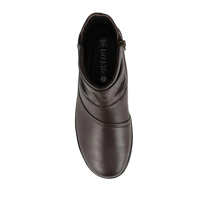Wide Fit Leather Ankle Boots - KF42004 / 328 468 - Chocolate