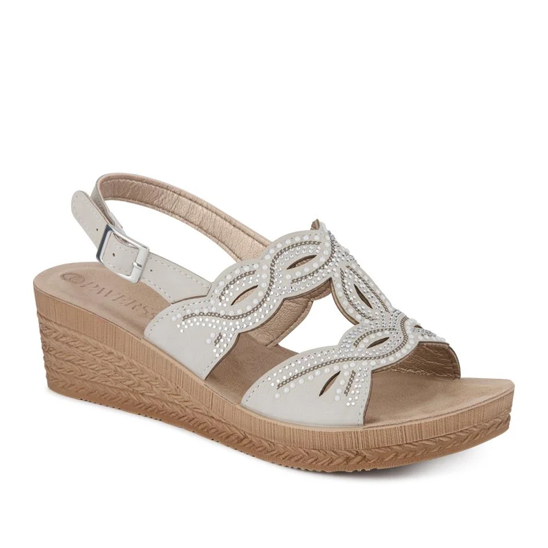Buckle-Fastening Wedge Sandals - INB41031 / 327 320 - White